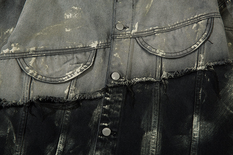 Men's Trendy Punk Contrast Color Gradient Irregular Stitching Jacket