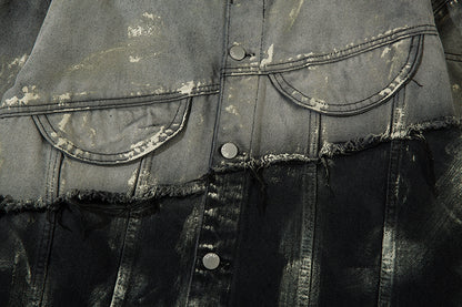 Men's Trendy Punk Contrast Color Gradient Irregular Stitching Jacket
