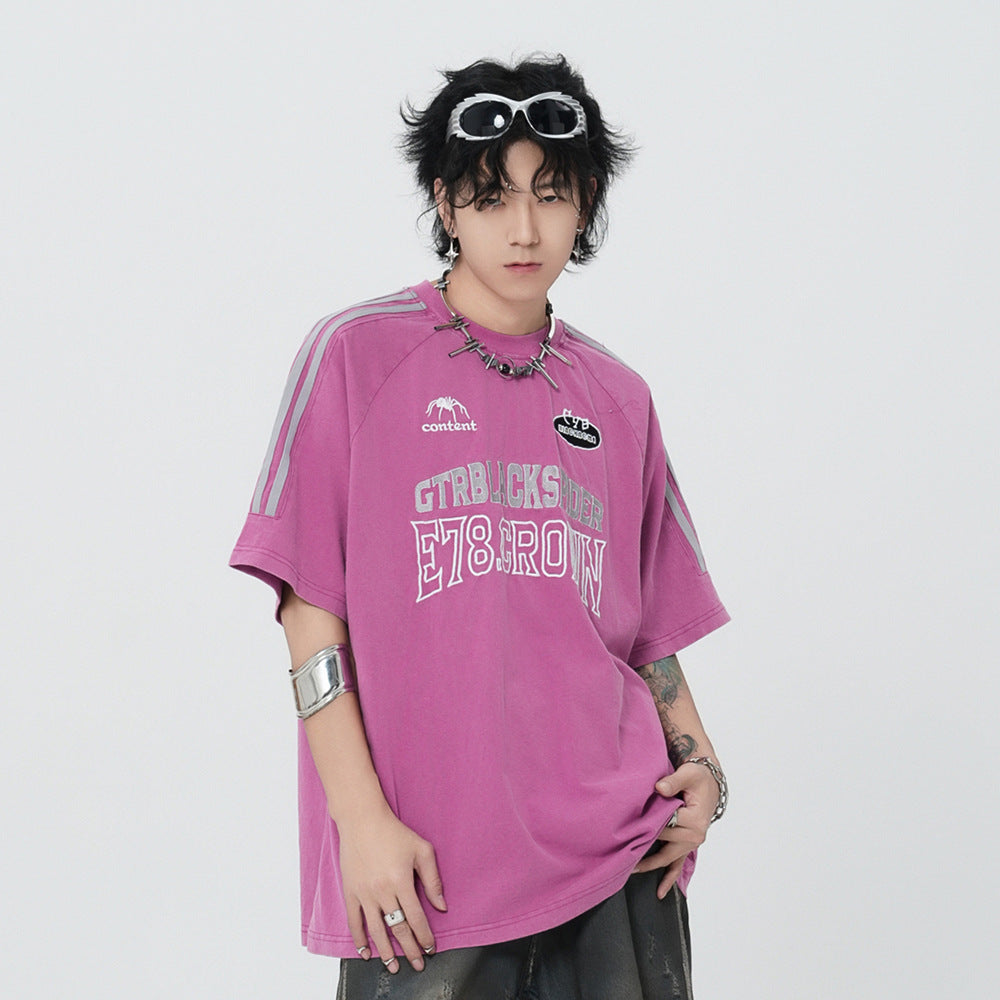 Men's Letter Embroidered Short-sleeved T-shirt
