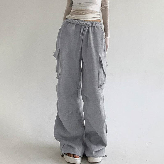 Autumn Sports Style Elastic Waistband Lace-up Casual Trousers MuddyStock