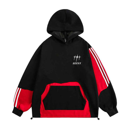 High Street Color Patchwork Hoodie For Men And Women Black MuddyStock