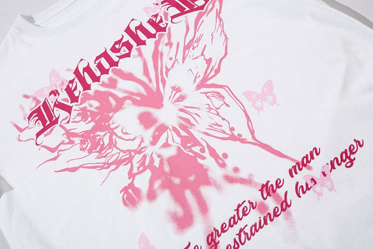 Butterfly Printed Short Sleeve T-shirt For Women MuddyStock