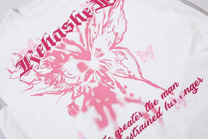 Butterfly Printed Short Sleeve T-shirt For Women MuddyStock