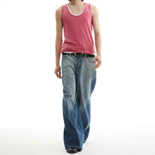 Gradient Blue Straight Jeans For Men And Women