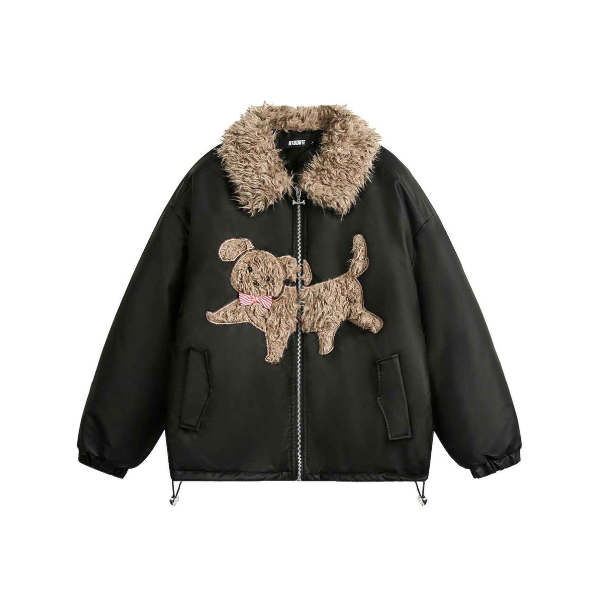 Loose Preppy Style Jacket For Women Black