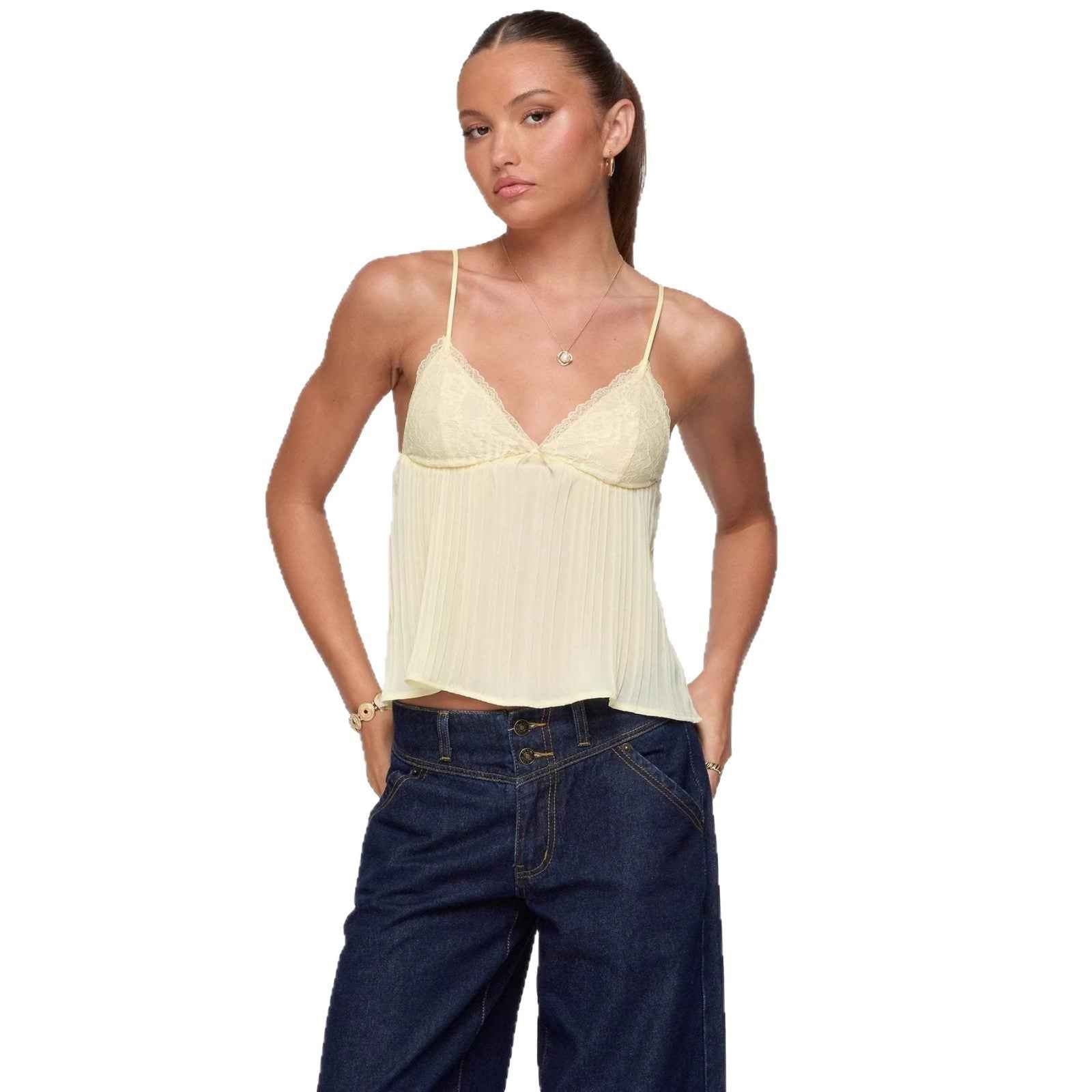 Summer New Style Sweet Ruffled Thin Top For Women