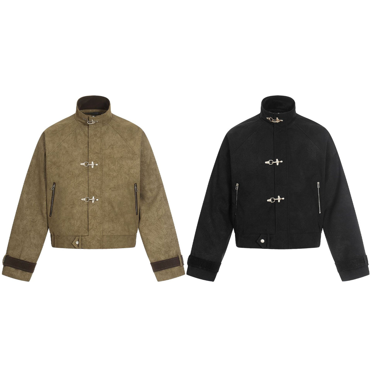 Retro Airplane-buckle Stand-up Collar Short Casual Jacket For Men