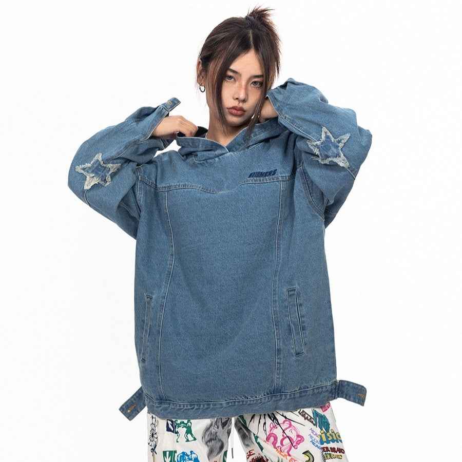 Retro Washed Loose Hoodie for women Blue MuddyStock
