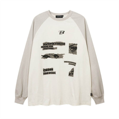 Letter Pattern Printed T-shirt For Men And Women Apricot MuddyStock