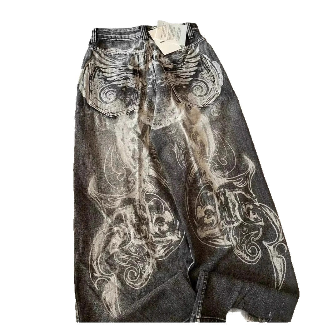 Women's Retro High-Street Streetwear Straight-Leg Jeans MuddyStock All Products