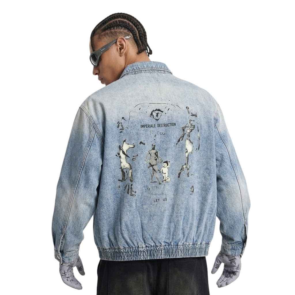 Vintage Wash Full-Zip Denim Jacket For Men | MuddyStock Originals