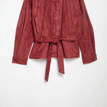 Women's Suede Effect Belt Jacket Coat All Products