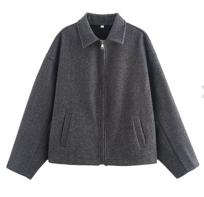 Loose Casual Women's Jacket Dark Gray MuddyStock