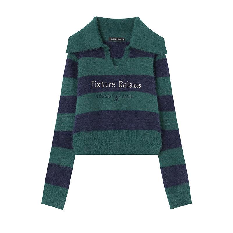 Striped Short Style Sweater For Women All Products