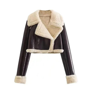Women's Short Lapel Long Sleeve Jacket Black