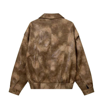 Contrast Color PU Leather Jacket For Men null
