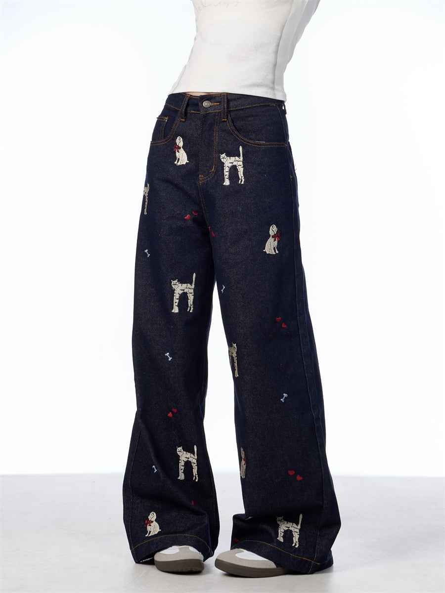 Animal Print Wide Leg Jeans For Women MuddyStock