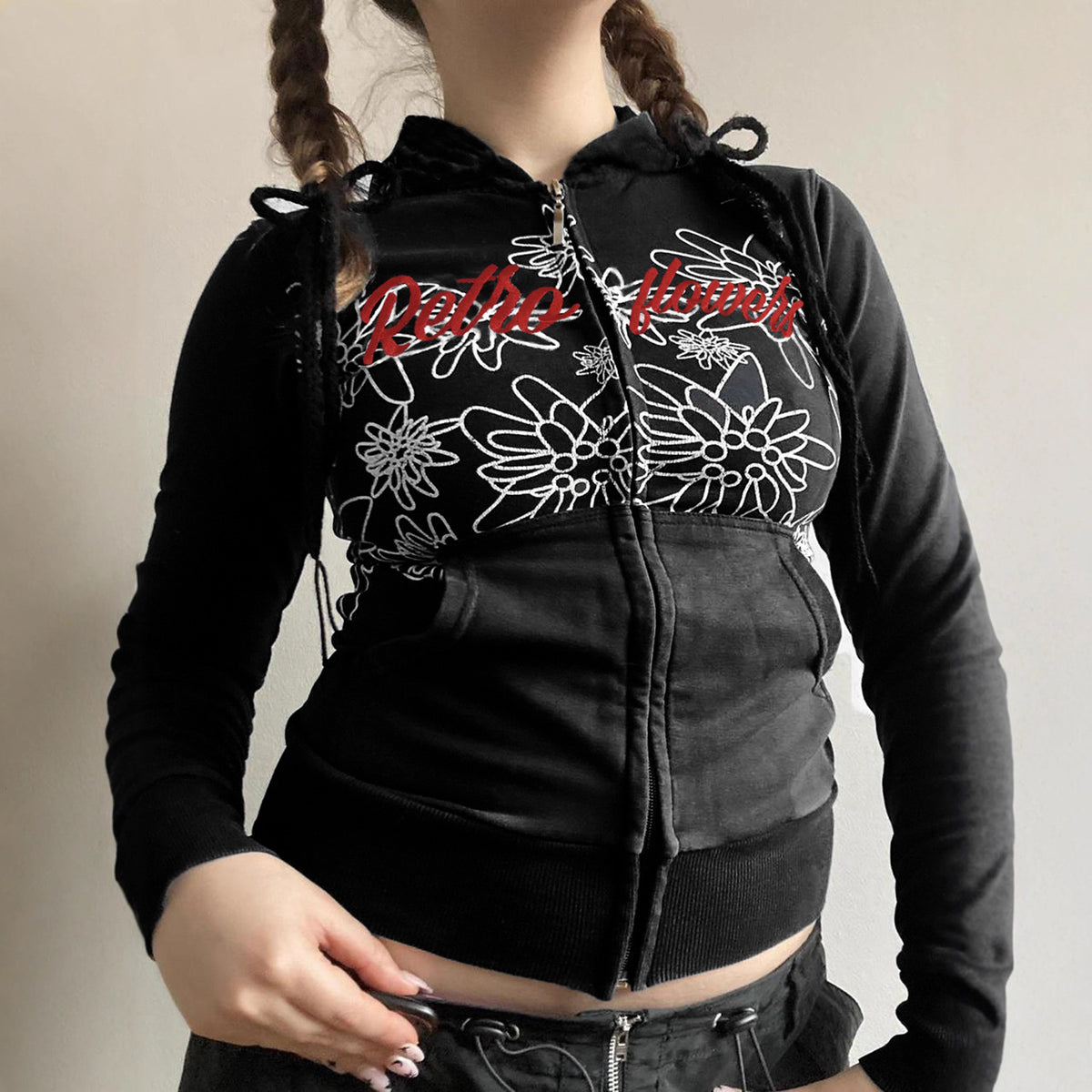 American Retro Street-Style Graffiti Letter Print Hoodie All Products