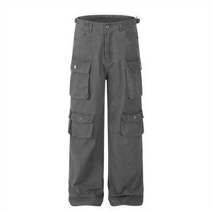 American Multi-pocket Cargo Pants For Both Men And Women Gray