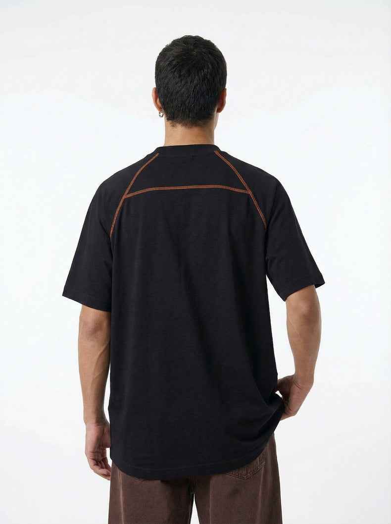 Casual Color-blocked Raglan Short-sleeved T-shirt For Men MuddyStock null