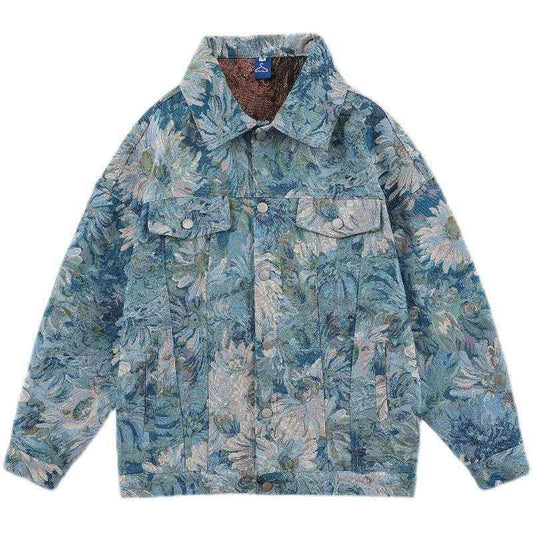 Floral Denim Autumn Loose Men And Women Jacket MuddyStock