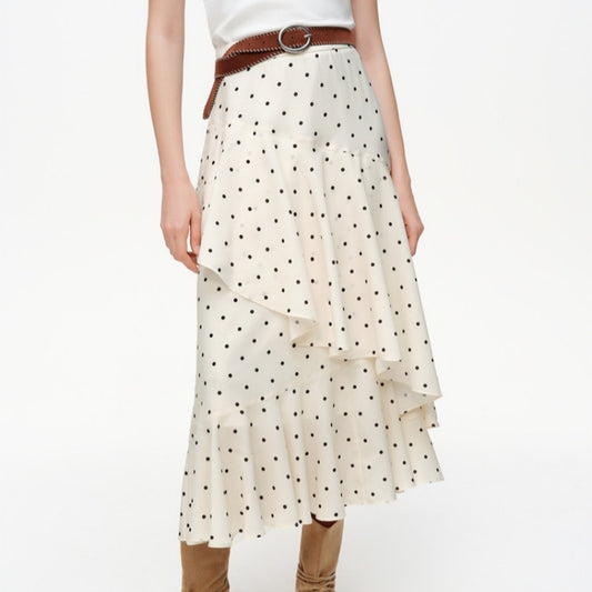 Summer New Irregular Ruffle Hem Skirt For Women Polka Dot Meter All Products