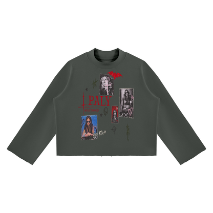 Mock Neck Raw Edge Boxy Sweatshirt For Men | MuddyStock Originals Dark Gray