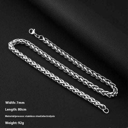 Men's Hip Hop Cool Keel Chain Necklace Steel color 7mm MuddyStock