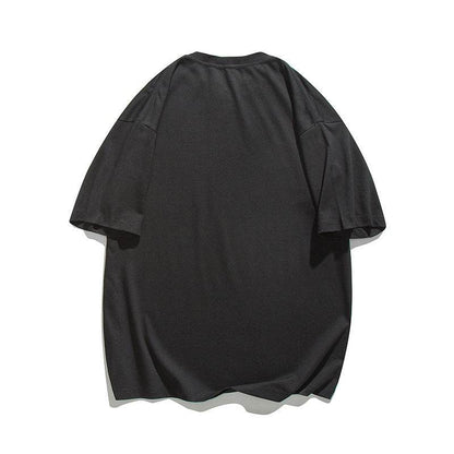 Solid Color Chest Printed Round Neck T-shirt For Men And Women MuddyStock