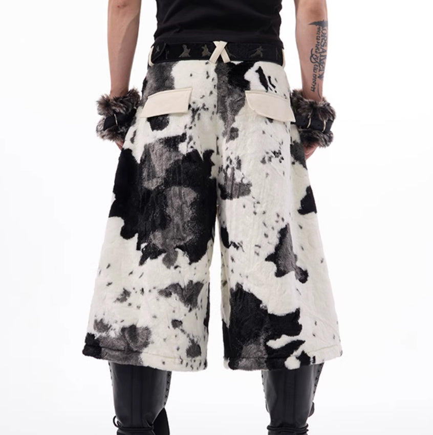 Stitching Milk Fiber Fur Cropped Pants For Men All Products