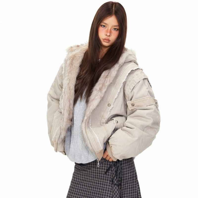 Lazy Thick Padded Hoodie For Women Apricot MuddyStock