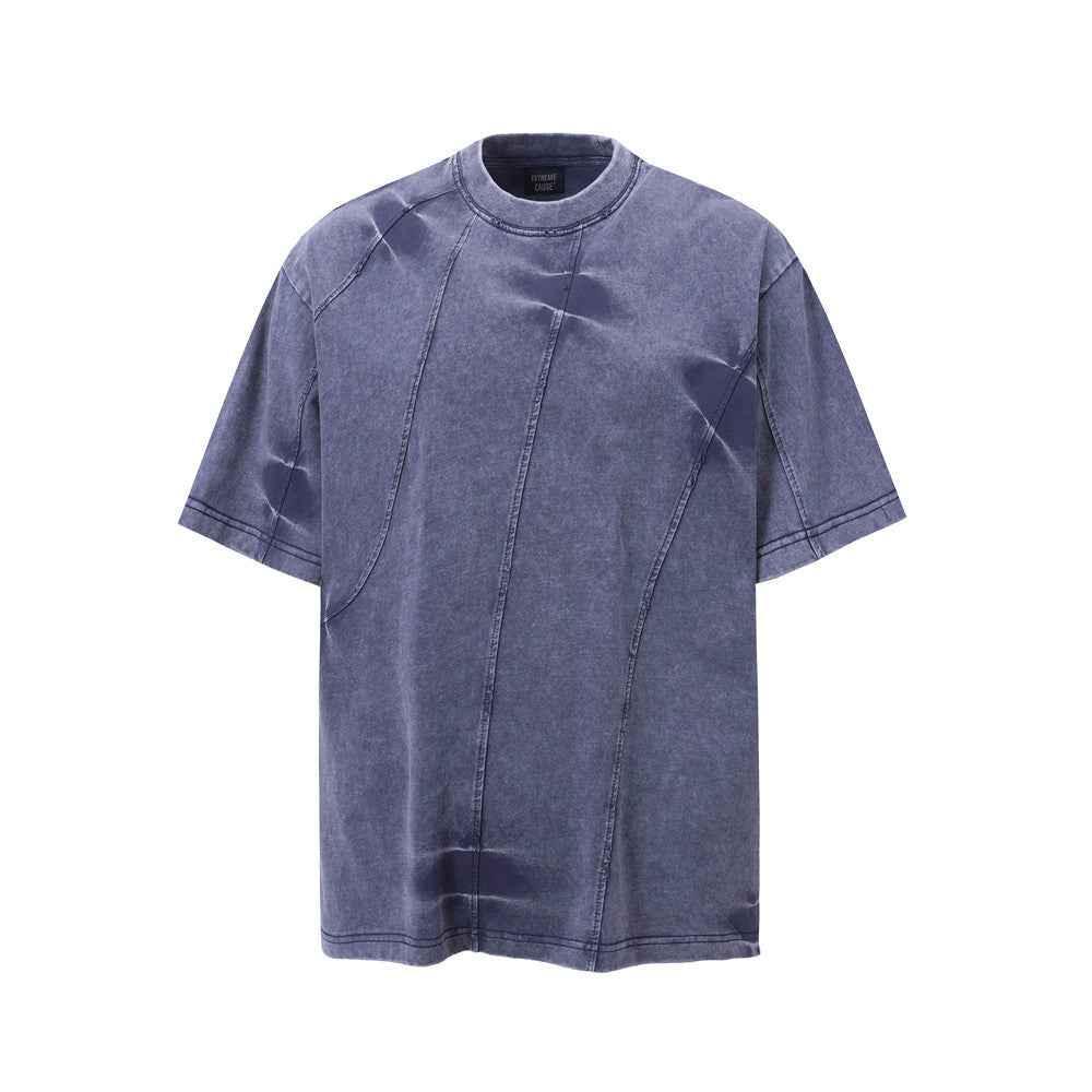 Spray-dyed Old Washed Short-sleeved T-shirt For Men null