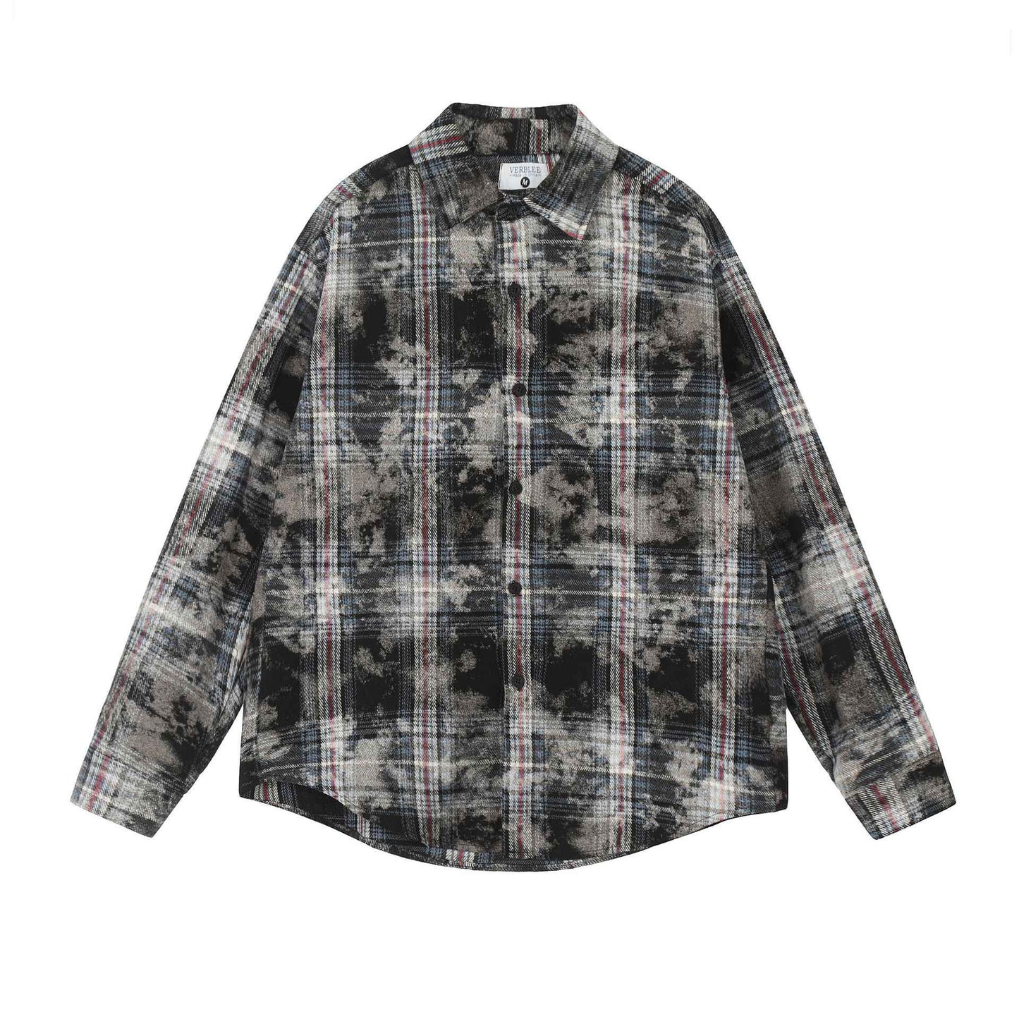 American Retro Dirty Printed Plaid Shirt For Men And Women Blue null