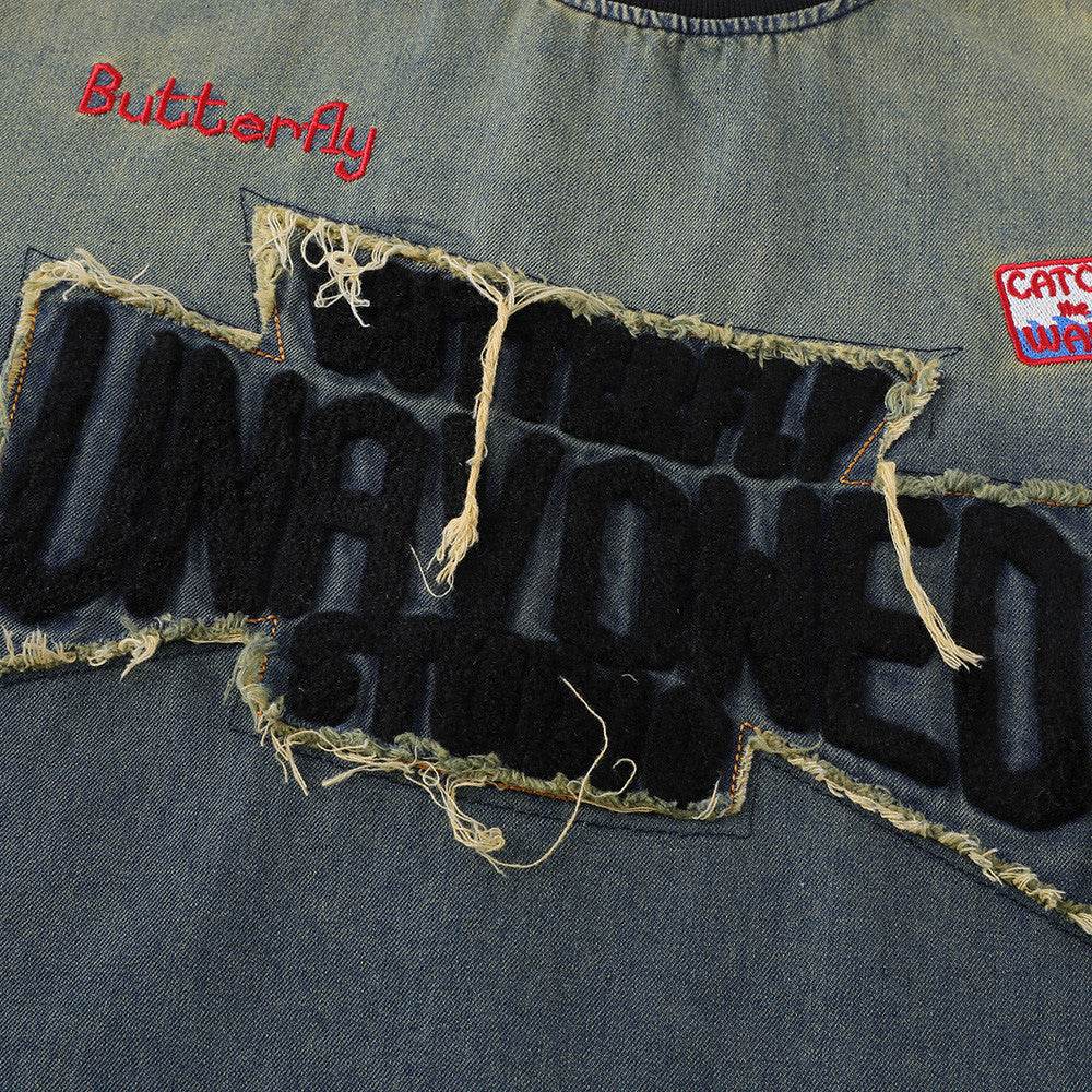 Fashion Tie-dye Gradient Denim T-shirt Men MuddyStock