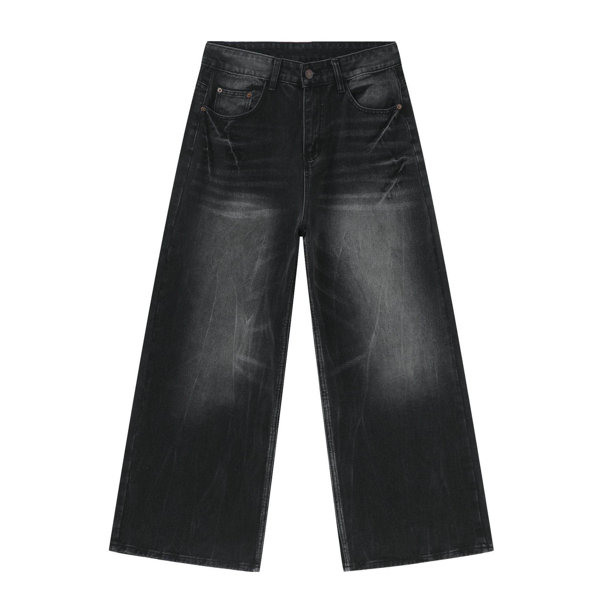 Men's Loose Straight Jeans Black And Gray MuddyStock