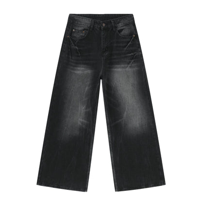 Men's Loose Straight Jeans Black And Gray MuddyStock