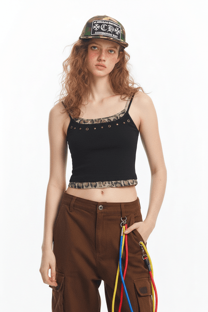 Leopard Print Faux Two-Piece Halter Top for Women | MuddyStock Originals