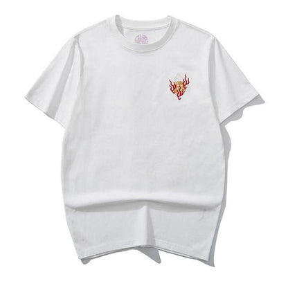 Black thread embroidery dragon pattern short sleeved T-shirt | MuddyStock Originals MuddyStock