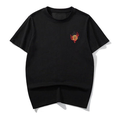 Black thread embroidery dragon pattern short sleeved T-shirt | MuddyStock Originals MuddyStock