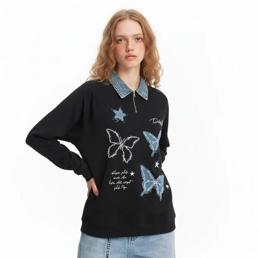 Aesthetic Butterfly Applique Sweatshirt For Women | MuddyStock Originals MuddyStock