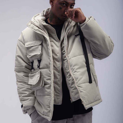 Men's Fake Two Piece Multi Pocket Thickened Jacket MuddyStock