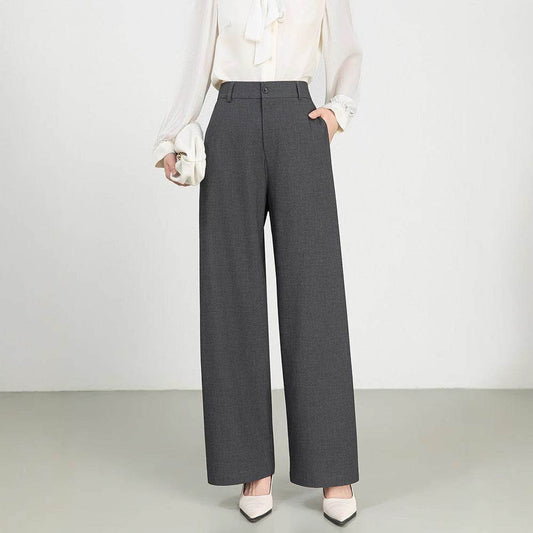 Cotton And Linen High Waist Suit Straight Wide-leg Pants MuddyStock