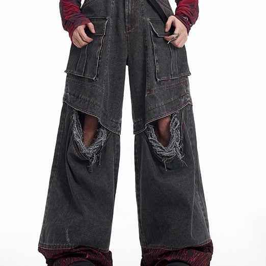 Niche American Retro Destroyed Jeans MuddyStock
