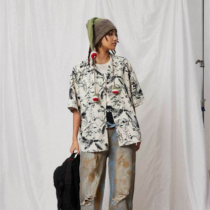 Men and Women Printed Short-sleeved Shirt MuddyStock