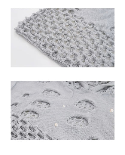 Hollow Pearl Decorative Hoodie For Men