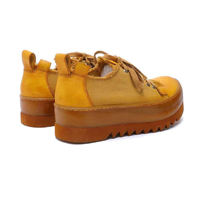 Canvas Breathable Hand Dyed Thick Soled Shoes For Men And Women Yellow null