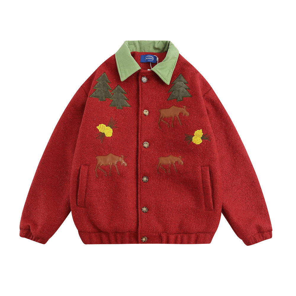 Loose Christmas Turtleneck Jacket For Women Red