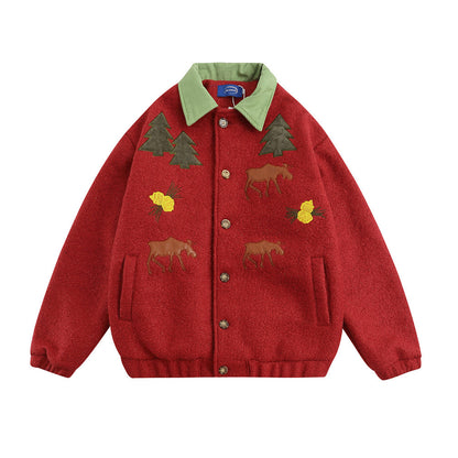 Loose Christmas Turtleneck Jacket For Women Red