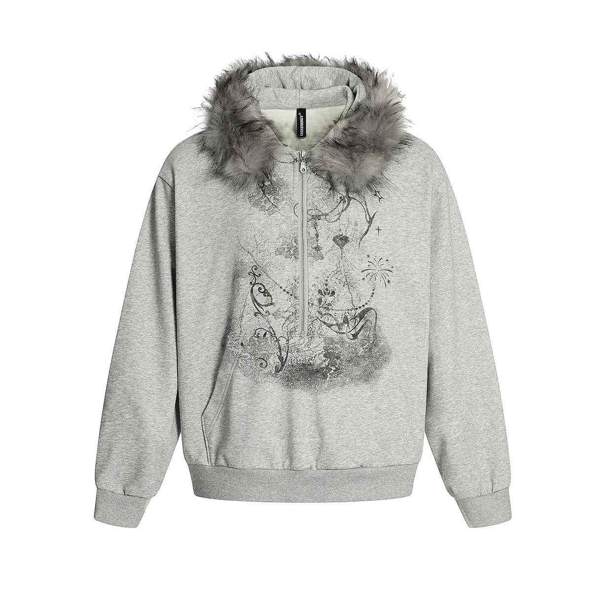 Fur Collar Coat Half-open Collar Stitching Zipper Hoodie For Women MuddyStock