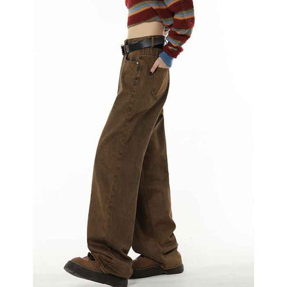 Retro Brown Jeans For Women MuddyStock